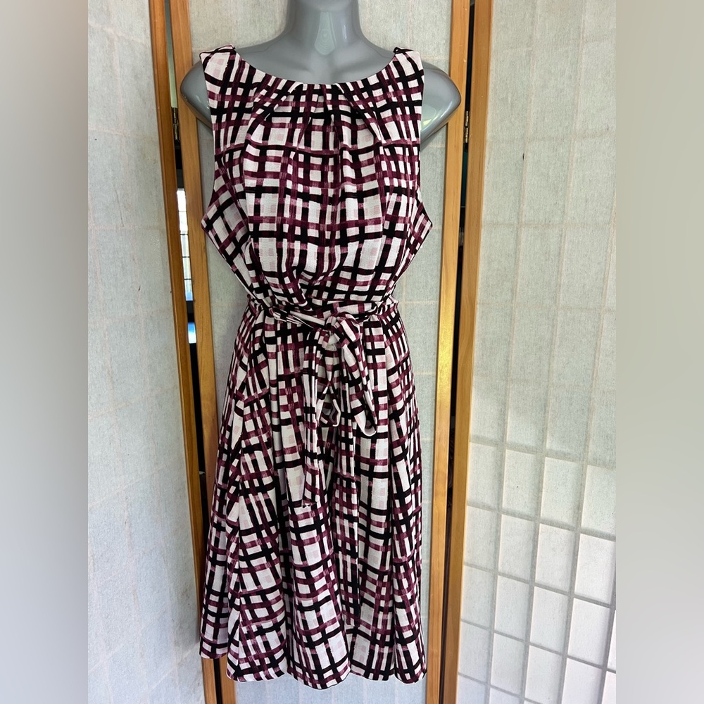 Elle Pink and Maroon Plaid Dress